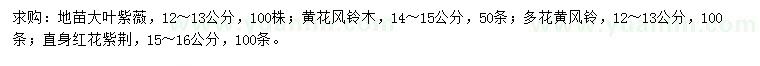 求購(gòu)大葉紫薇、黃花風(fēng)鈴木、多花黃風(fēng)鈴等