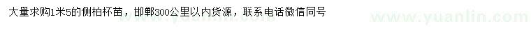 求購1.5米側(cè)柏