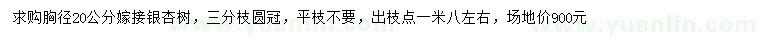 求購胸徑20公分嫁接銀杏