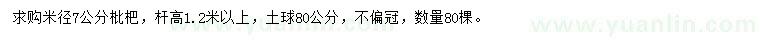 求購米徑7公分枇杷