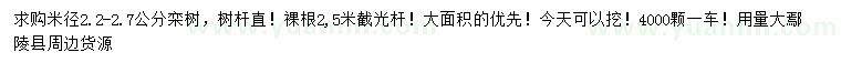 求購(gòu)米徑2.2-2.7公分欒樹(shù)