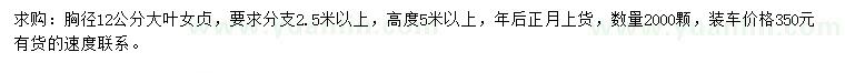 求購12公分大葉女貞