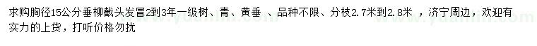求購胸徑15公分垂柳
