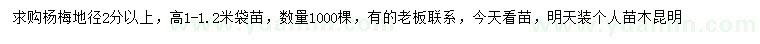 求購地徑2公分以上楊梅