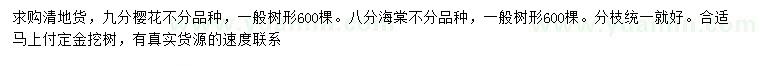 求購(gòu)9公分櫻花、8公分海棠