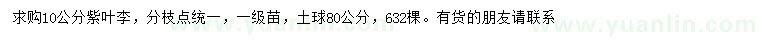 求購(gòu)10公分紫葉李