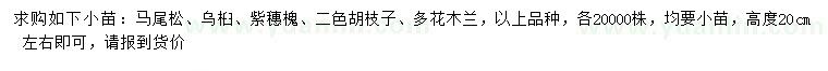 求購馬尾松、烏桕、紫穗槐等