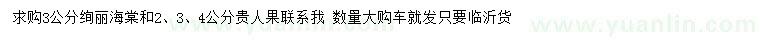 求購3公分絢麗海棠、2、3、4公分貴人果