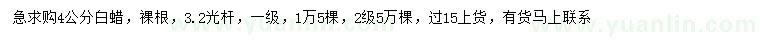 求購(gòu)4公分白蠟