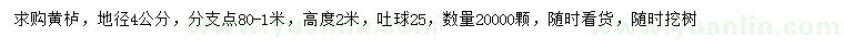 求購(gòu)地徑4公分黃櫨