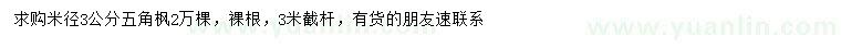 求購米徑3公分五角楓