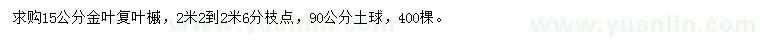求購15公分金葉復(fù)葉槭