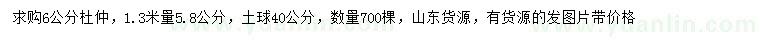 求購6公分杜仲