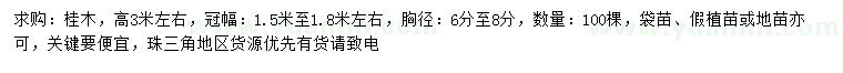 求購高3米左右桂木
