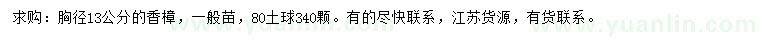 求購(gòu)胸徑13公分香樟