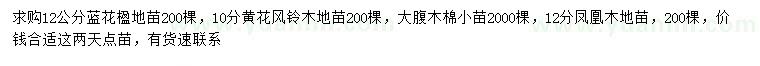 求購(gòu)藍(lán)花楹、黃花風(fēng)鈴木、大腹木棉等