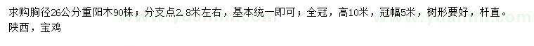 求購胸徑26公分重陽木