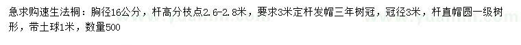 求購(gòu)胸徑16公分速生法桐