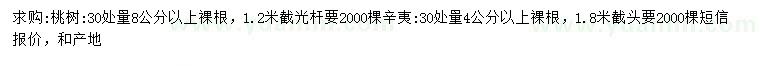 求購30公分量8公分以上桃樹、4公分以上辛夷