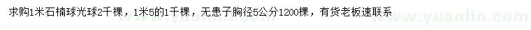 求購(gòu)1、1.5米石楠球、胸徑5公分無(wú)患子