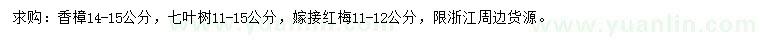 求購香樟、七葉樹、嫁接紅梅