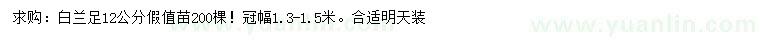 求購(gòu)足12公分白蘭假值苗