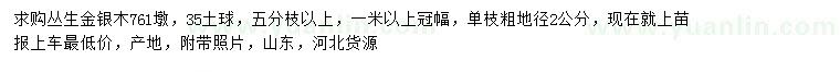 求購(gòu)冠幅1米以上叢生金銀木