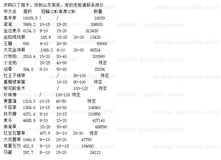 求購(gòu)高羊茅、鳶尾、金邊麥冬等