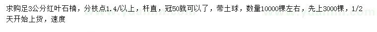 求購足3公分紅葉石楠