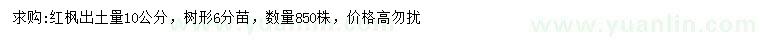 求購出土量10公分紅楓