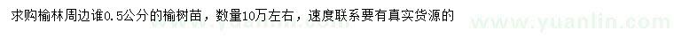 求購0.5公分榆樹苗