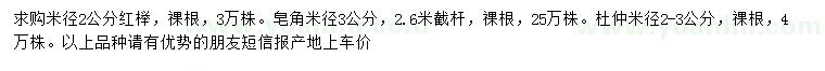 求購紅櫸、皂角、杜仲