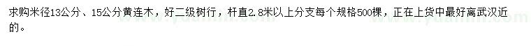 求購米徑13、15公分黃連木