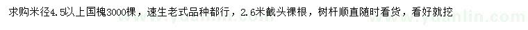 求購米徑4.5公分以上國槐