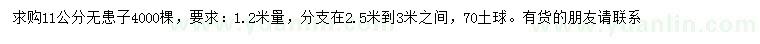 求購1.2米量11公分無患子