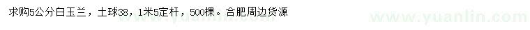 求購5公分白玉蘭