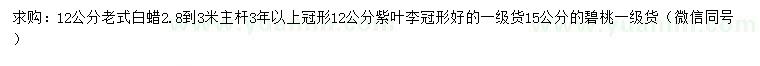 求購(gòu)老式白蠟、紫葉李、碧桃