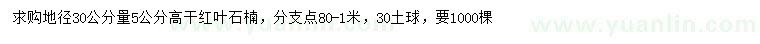 求購(gòu)地徑30公分量5公分高桿紅葉石楠