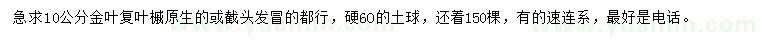 求購10公分金葉復(fù)葉槭