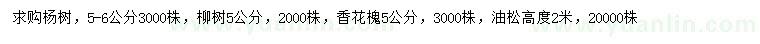 求購楊樹、柳樹、香花槐等
