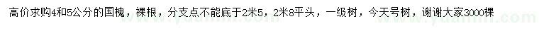 求購4、5公分國槐