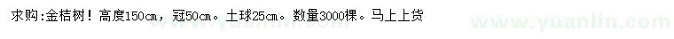 求購(gòu)高150公分金桔樹