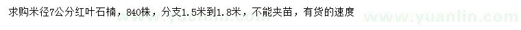 求購(gòu)米徑7公分紅葉石楠