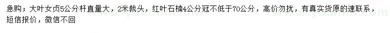 求購(gòu)5公分大葉女貞、4公分紅葉石楠