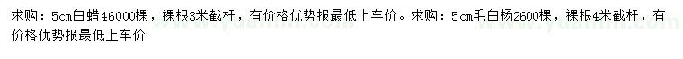 求購5公分白蠟、毛白楊