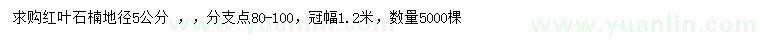 求購地徑5公分紅葉石楠