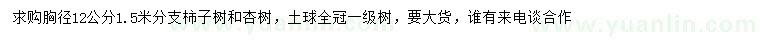 求購(gòu)胸徑12公分柿子樹(shù)、杏樹(shù)