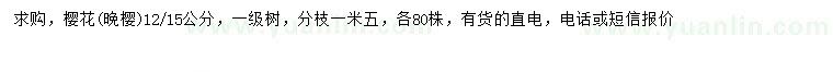 求購12、15公分櫻花