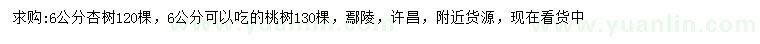求購6公分杏樹、桃樹