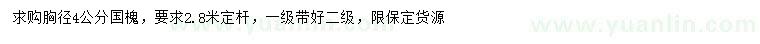 求購胸徑4公分國槐